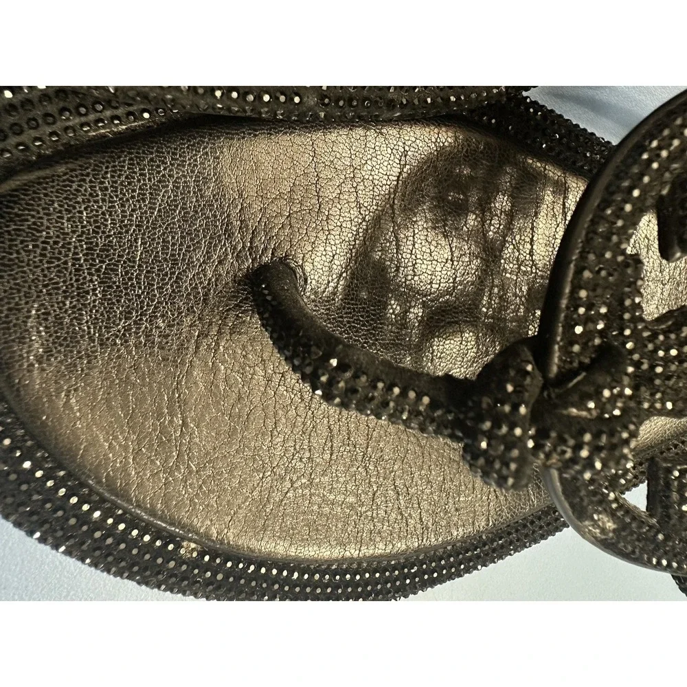 Tory Burch Women Size 9.5 Miller Knotted Pave Sandals Black Crystal Embellished